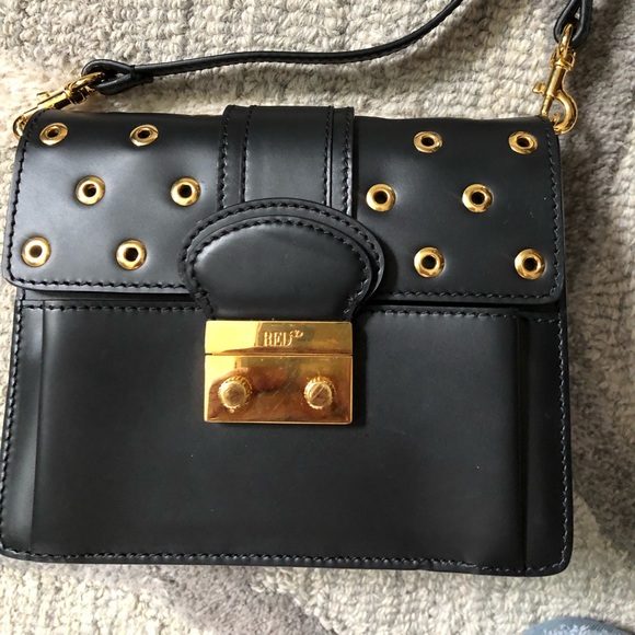 RED Valentino Bags Red Valentino Black Leather Grommet Shoulder Bag